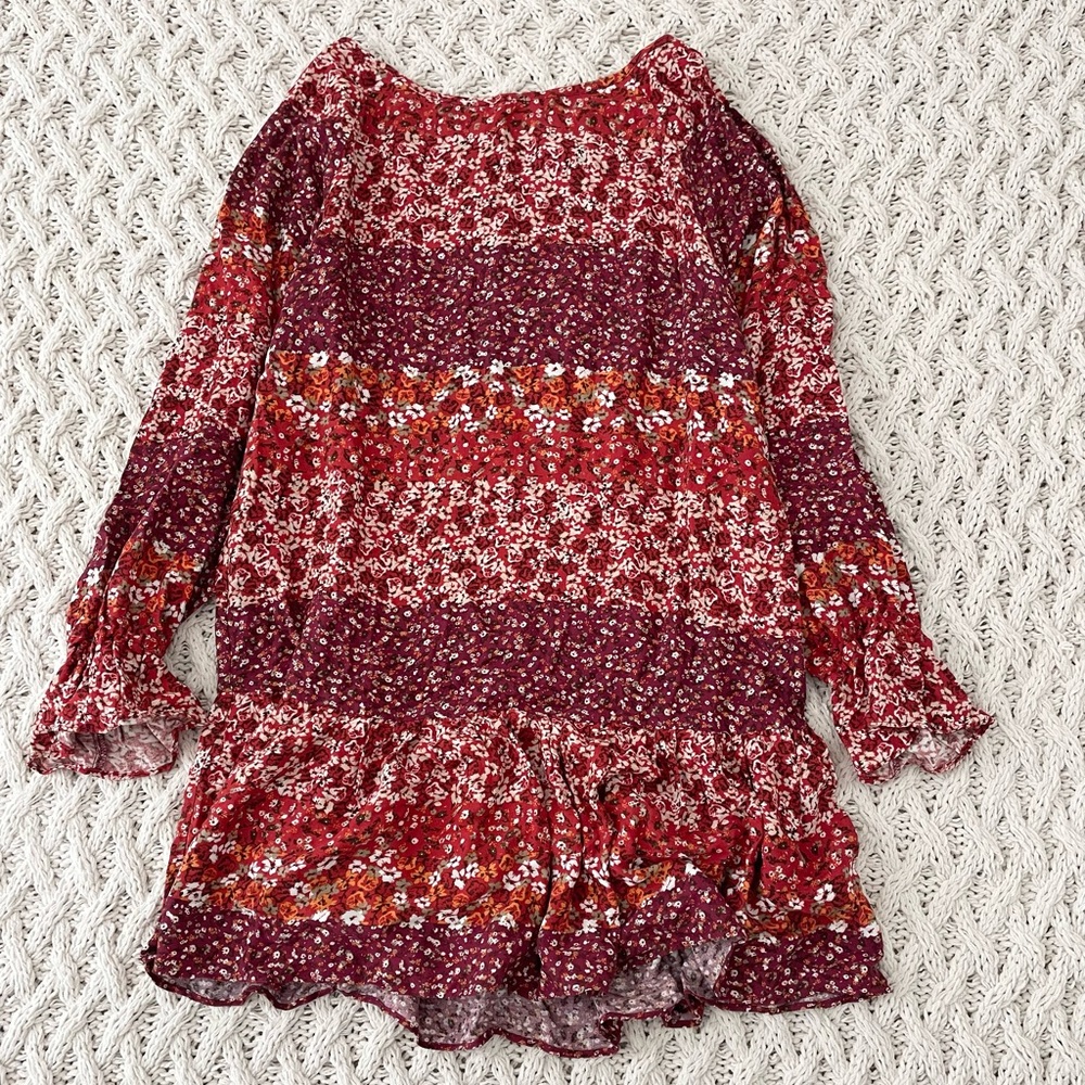 Red and Purple Floral Dress